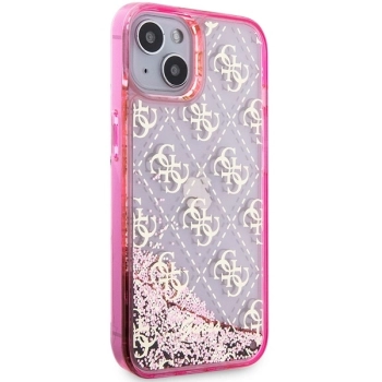 Etui Guess Liquid Glitter 4G Transculent na iPhone 14 - różowe