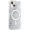 Etui Guess Marble MagSafe na iPhone 14 Plus - białe