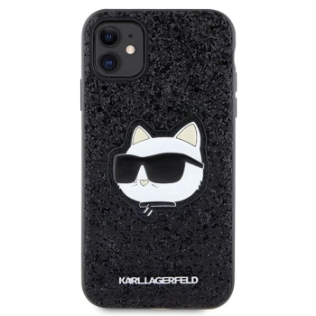 Etui Karl Lagerfeld Glitter Choupette Patch na iPhone 11 / Xr - czarne