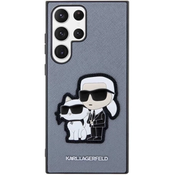 Etui Karl Lagerfeld Saffiano Karl&Choupette na Samsung Galaxy S23 Ultra - szare