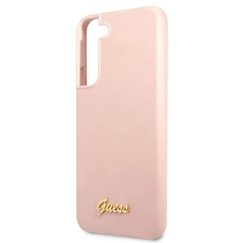 Etui Guess Silicone Script Metal Logo na Samsung Galaxy S22+ - różowe