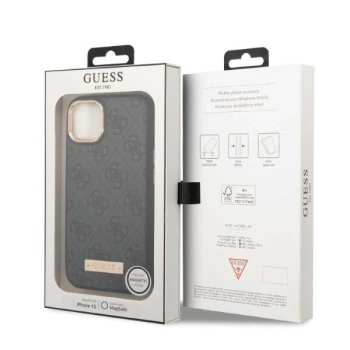 Etui Guess 4G Logo Plate MagSafe na iPhone 13 - czarne
