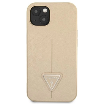 Etui Guess Saffiano Triangle Logo na iPhone 14 - beżowe