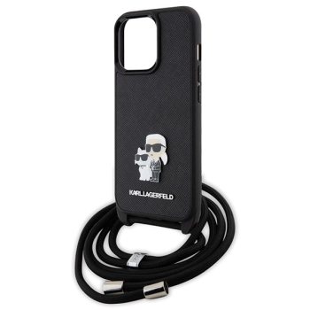 Etui Karl Lagerfeld Crossbody Saffiano Metal Pin Karl&Choupette na iPhone 13 Pro / iPhone 13 - czarne