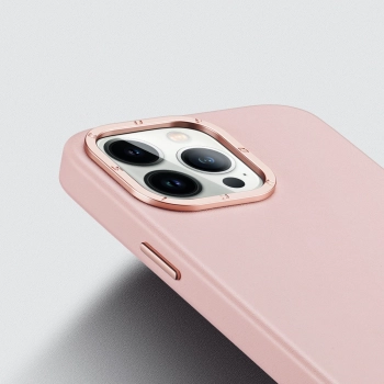 Dux Ducis Grit skórzane etui do iPhone 14 Pro elegancki pokrowiec ze sztucznej skóry (kompatybilne z MagSafe) różowy
