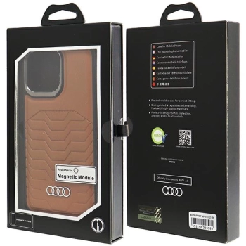 Etui Audi Synthetic Leather z MagSafe na iPhone 14 Pro Max - brązowe