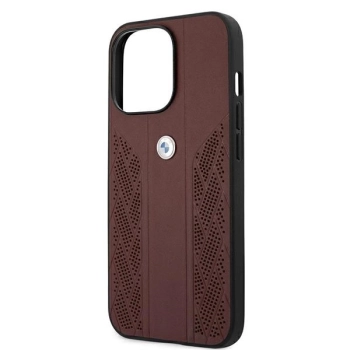 Etui BMW Leather Curve Perforate na iPhone 13 Pro Max - czerwone
