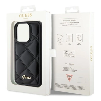 Etui Guess Quilted Metal Logo na iPhone 15 Pro Max - czarne