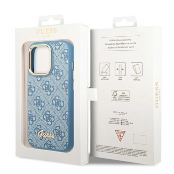 Etui Guess 4G Vintage Gold Logo na iPhone 14 Pro Max - niebieskie
