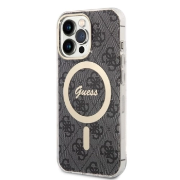 Etui Guess 4G Print MagSafe na iPhone 13 Pro Max + ładowarka indukcyjna - czarne