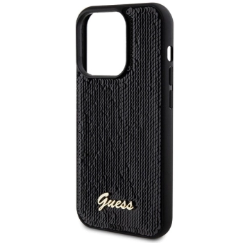 Etui Guess Sequin Script Metal na iPhone 13 Pro Max - czarne