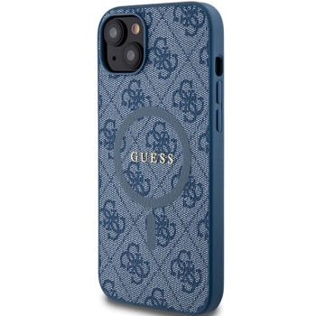 Etui Guess 4G Collection Leather Metal Logo MagSafe na iPhone 15 / 14 / 13 - niebieskie
