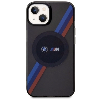 Etui BMW Tricolor Stripes MagSafe na iPhone 14 - szare