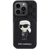 Etui Karl Lagerfeld Saffiano Cardslots and Stand Monogram Ikonik Patch do iPhone 15 Pro - czarne