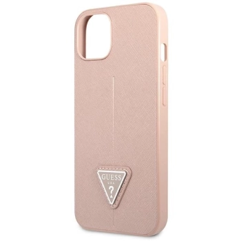 Etui Guess Saffiano Triangle Logo na iPhone 14 Plus - różowe