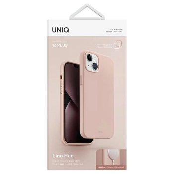Etui UNIQ Lino Hue Magclick Charging na iPhone 14 Plus - różowe