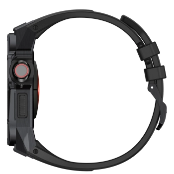 Kingxbar CYF140 2w1 pancerne etui Apple Watch 9, 8, 7 (45 mm) ze stali nierdzewnej z paskiem czarne