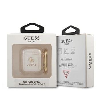 Etui Guess Glitter Collection na AirPods 1/2 - przezroczyste