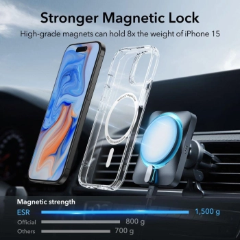 Etui ESR Classic Hybrid Halolock MagSafe na iPhone 15 Plus - przezroczyste