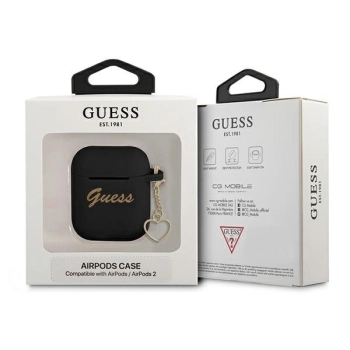 Etui Guess Silicone Charm Heart Collection na AirPods 1/2 - czarne