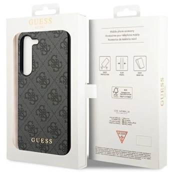 Etui Guess 4G Metal Gold Logo na Samsung Galaxy S23+ - szare