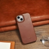 iCarer CE Oil Wax Premium Leather Folio Case skórzane etui iPhone 14 z klapką magnetyczne MagSafe brązowy (AKI14220705-BN)