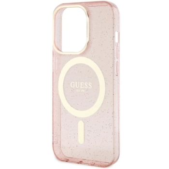 Etui Guess Glitter Gold MagSafe na iPhone 14 Pro Max - różowe