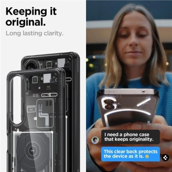 Etui Spigen Ultra Hybrid na Sony Xperia 1 V - ciemnoszare (wzór Zero One)