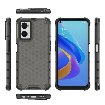 Honeycomb etui pancerny pokrowiec z żelową ramką Oppo A76 / Oppo A36 / Realme 9i czarny