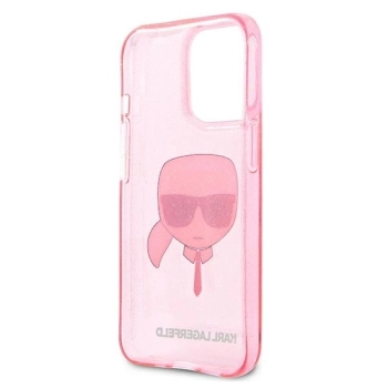 Etui Karl Lagerfeld Glitter Karl's Head na iPhone 13 Pro Max - różowe