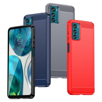 Carbon Case etui Motorola Moto G42 elastyczny silikonowy karbonowy pokrowiec czarne