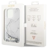 Etui Guess Liquid Glitter Marble na iPhone 14 Pro Max - białe
