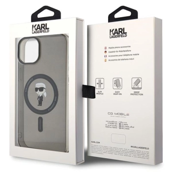 Etui Karl Lagerfeld IML Ikonik MagSafe na iPhone 15 Plus - czarne