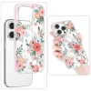 Kingxbar Flora Series magnetyczne etui iPhone 14 Plus MagSafe ozdobione nadrukiem w kwiaty rose