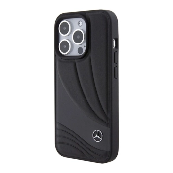 Etui Mercedes Leather Wave Patern na iPhone 15 Pro Max - czarne