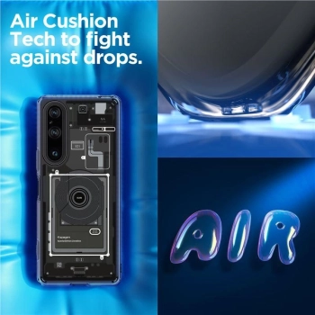 Etui Spigen Ultra Hybrid na Sony Xperia 1 V - ciemnoszare (wzór Zero One)
