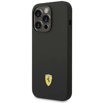 Etui Ferrari Silicone Metal Logo na iPhone 14 Pro - czarne