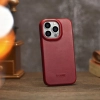 iCarer CE Oil Wax Premium Leather Folio Case skórzane etui iPhone 14 Pro Max z klapką magnetyczne MagSafe czerwony (AKI14220708-RD)