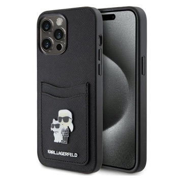 Etui Karl Lagerfeld Saffiano Cardslot KC Metal Pin do iPhone 15 Pro Max - czarne