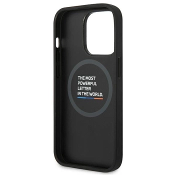 Etui BMW Leather Stamp Tricolor MagSafe na iPhone 14 Pro Max - czarne