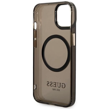 Etui Guess Gold Outline Translucent MagSafe na iPhone 14 Plus - czarne