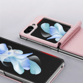 Skórzane etui Samsung Galaxy Z Flip5 5G z klapką portfel pokrowiec na tył Dux Ducis Bril - różowe