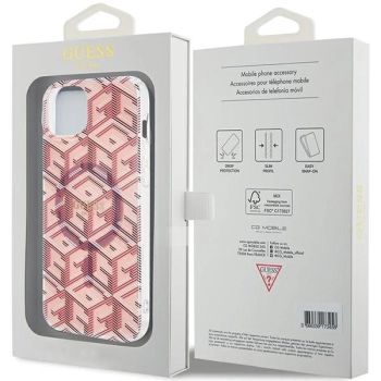 Etui Guess IML GCube MagSafe na iPhone 15 Plus / 14 Plus - różowe