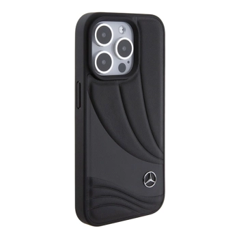 Etui Mercedes Leather Wave Patern na iPhone 15 Pro - czarne