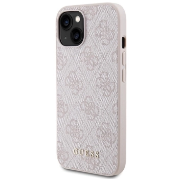 Etui Guess 4G Metal Gold Logo na iPhone 15 Plus - różowe