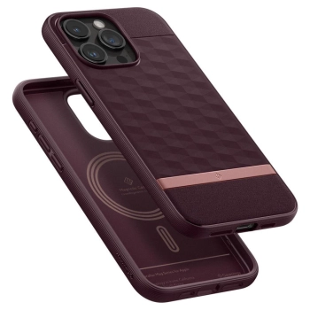 Etui Caseology Parallax Mag z MagSafe na iPhone 15 Pro - burgundowe