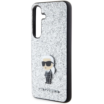 Etui Karl Lagerfeld Fixed Glitter Ikonik Logo Metal Pin na Samsung Galaxy S24 - srebrne