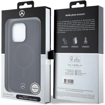 Etui Mercedes Smooth Leather MagSafe na iPhone 14 Pro - czarne