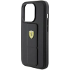 Etui Ferrari Grip Stand Metal Logo na iPhone 15 Pro Max - czarne