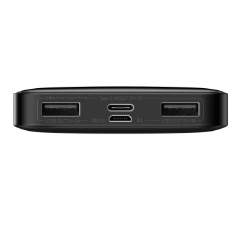 Baseus Bipow powerbank z wyświetlaczem 10000mAh 15W czarny (Overseas Edition) + kabel USB-A - Micro USB 0.25m czarny (PPBD050001)